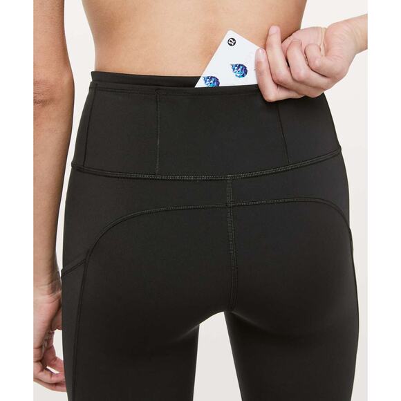 Lululemon Fast Free Crop II Nulux 19" Pants High Rise Run Wicking Black Size 6 - Picture 11 of 14